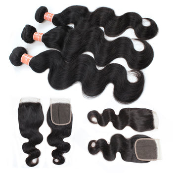 Ama Peruvian Body Wave Hair 4 Bundles with Lace Closure - ExcellentVirginHair