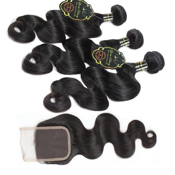 Funmi Malaysian Body Wave Hair 3 Bundles With 4x4 Lace Closure - ExcellentVirginHair