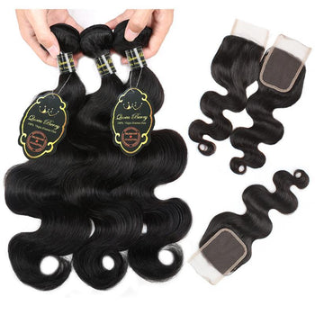 Funmi Peruvian Body Wave Hair 3 Bundles With 4x4 Lace Closure - ExcellentVirginHair