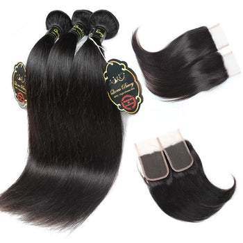 Funmi Indian Straight Hair 3 Bundles With 4x4 Lace Closure - ExcellentVirginHair