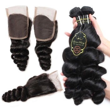 Funmi Indian Loose Wave Hair 3 Bundles With 4x4 Lace Closure - ExcellentVirginHair