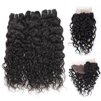 Peruvian Water Wave Virgin Hair 3 Bundles with 13x4 Lace Frontal - ExcellentVirginHair