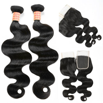 Indian Body Wave Virgin Human Hair 4 Bundles with Best Lace Closure - ExcellentVirginHair