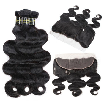 Funmi Peruvian Virgin Body Wave Hair 3 Bundles With Lace Frontal - ExcellentVirginHair