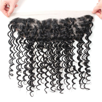 Ama Malaysian Deep Wave 13x4 Ear To Ear Lace Frontal Closure 1pc/lot - ExcellentVirginHair