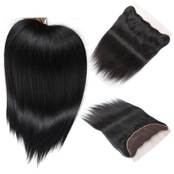 Funmi Indian Virgin Straight Hair 3 Bundles With Lace Frontal - ExcellentVirginHair