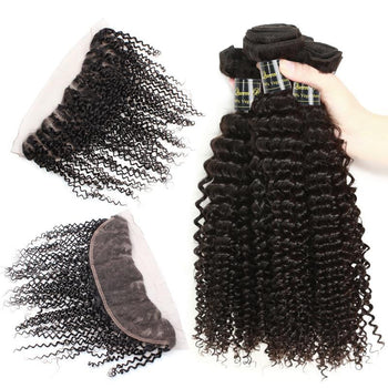 Funmi Peruvian Virgin Kinky Curly Hair 3 Bundles With Lace Frontal - ExcellentVirginHair