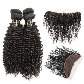 Funmi Malaysian Virgin Kinky Curly Hair 3 Bundles With Lace Frontal - ExcellentVirginHair