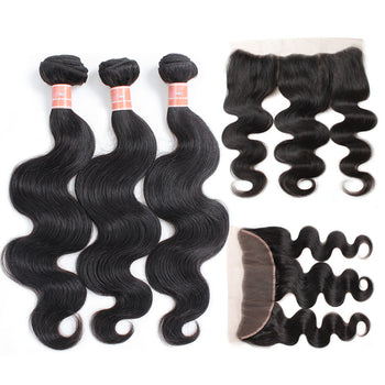 Ama Indian Body Wave Virgin Hair 3 Bundles with 13x4 Lace Frontal - ExcellentVirginHair