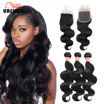 Brazilian Virgin Human Hair 3 Bundles With Closure - ExcellentVirginHair