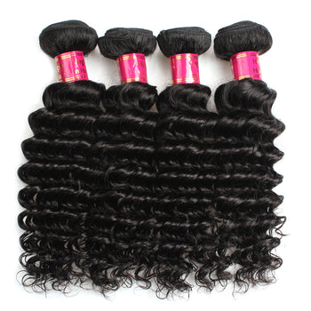 Sweetie Brazilian Deep Wave Virgin Hair 4 Bundles Deals Human Hair Weaving Extensions - ExcellentVirginHair