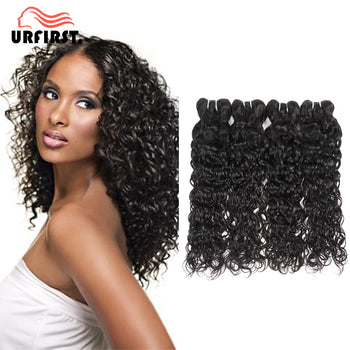 Urfirst Brazilian Water Wave Grade 8A 8"-28" 4 Bundles Natural Black Virgin Hair Weave